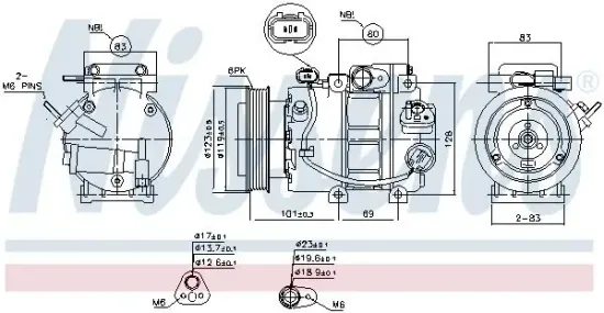 Kompressor, Klimaanlage 12 V NISSENS 890150 Bild Kompressor, Klimaanlage 12 V NISSENS 890150