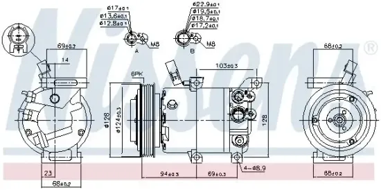 Kompressor, Klimaanlage 12 V NISSENS 890176 Bild Kompressor, Klimaanlage 12 V NISSENS 890176