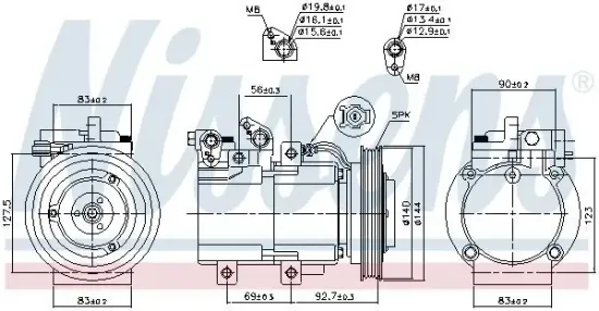 Kompressor, Klimaanlage 12 V NISSENS 890182 Bild Kompressor, Klimaanlage 12 V NISSENS 890182