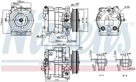 Kompressor, Klimaanlage 12 V NISSENS 890187 Bild Kompressor, Klimaanlage 12 V NISSENS 890187