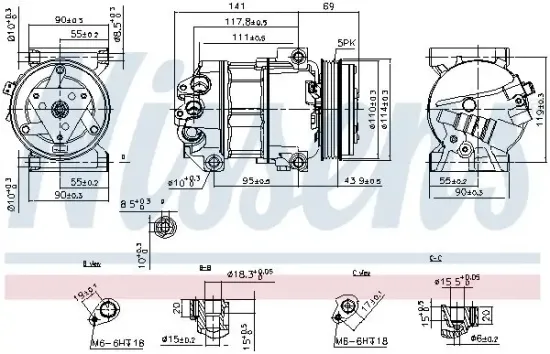 Kompressor, Klimaanlage 12 V NISSENS 890211 Bild Kompressor, Klimaanlage 12 V NISSENS 890211