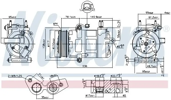 Kompressor, Klimaanlage 12 V NISSENS 890217