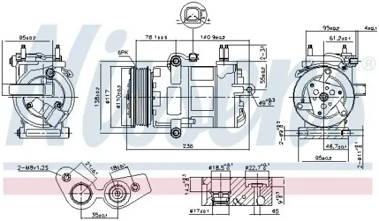 Kompressor, Klimaanlage 12 V NISSENS 890217 Bild Kompressor, Klimaanlage 12 V NISSENS 890217