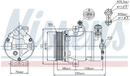 Kompressor, Klimaanlage 12 V NISSENS 89024 Bild Kompressor, Klimaanlage 12 V NISSENS 89024