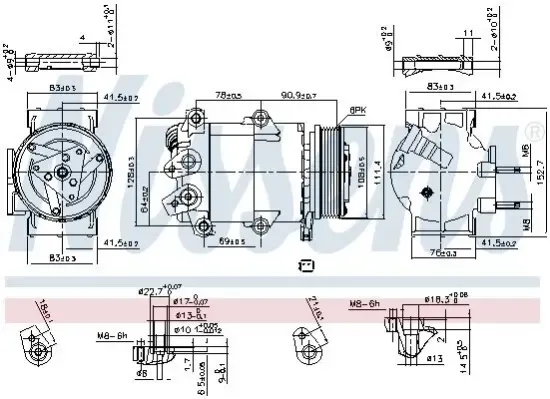 Kompressor, Klimaanlage 12 V 12 V NISSENS 890795 Bild Kompressor, Klimaanlage 12 V 12 V NISSENS 890795