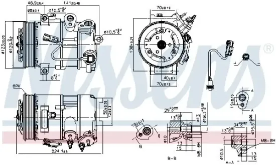 Kompressor, Klimaanlage 12 V NISSENS 890375 Bild Kompressor, Klimaanlage 12 V NISSENS 890375