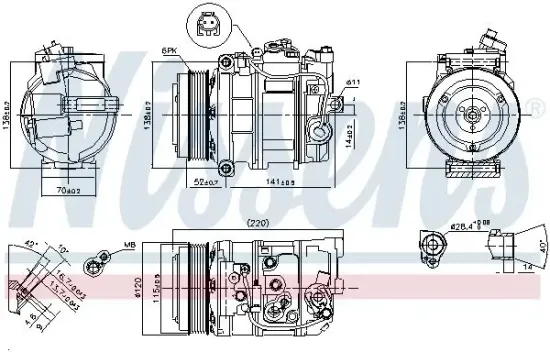 Kompressor, Klimaanlage 12 V NISSENS 890379 Bild Kompressor, Klimaanlage 12 V NISSENS 890379