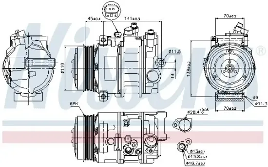 Kompressor, Klimaanlage 12 V NISSENS 89039 Bild Kompressor, Klimaanlage 12 V NISSENS 89039