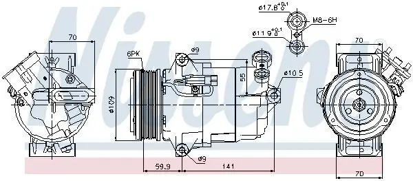 Kompressor, Klimaanlage 12 V NISSENS 89041 Bild Kompressor, Klimaanlage 12 V NISSENS 89041