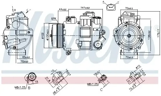 Kompressor, Klimaanlage 12 V NISSENS 890412 Bild Kompressor, Klimaanlage 12 V NISSENS 890412