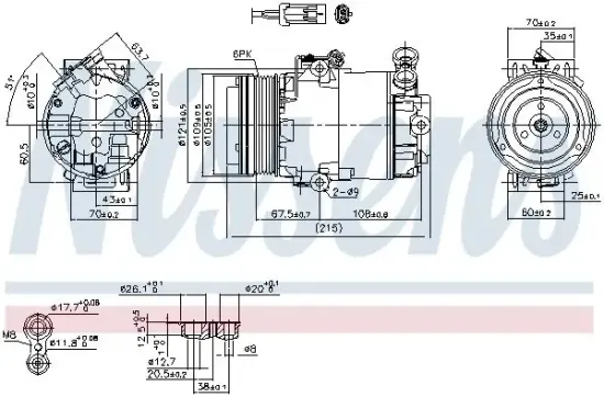 Kompressor, Klimaanlage 12 V NISSENS 89042 Bild Kompressor, Klimaanlage 12 V NISSENS 89042