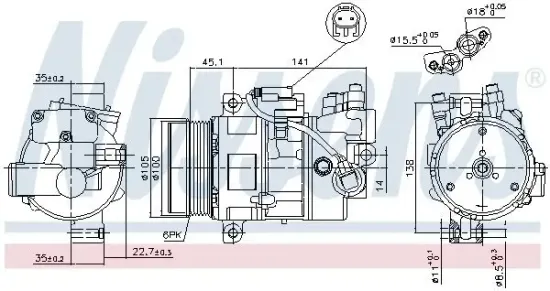 Kompressor, Klimaanlage 12 V NISSENS 89043 Bild Kompressor, Klimaanlage 12 V NISSENS 89043