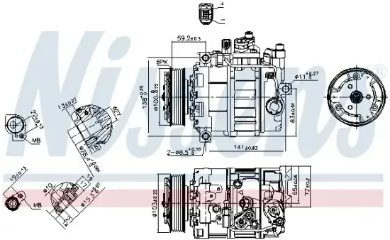 Kompressor, Klimaanlage 12 V NISSENS 89052 Bild Kompressor, Klimaanlage 12 V NISSENS 89052