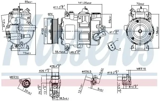 Kompressor, Klimaanlage 12 V NISSENS 890550 Bild Kompressor, Klimaanlage 12 V NISSENS 890550