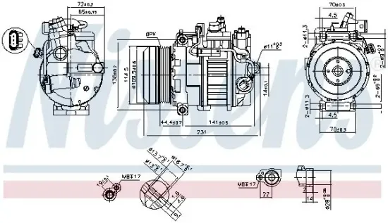 Kompressor, Klimaanlage 12 V NISSENS 890552 Bild Kompressor, Klimaanlage 12 V NISSENS 890552