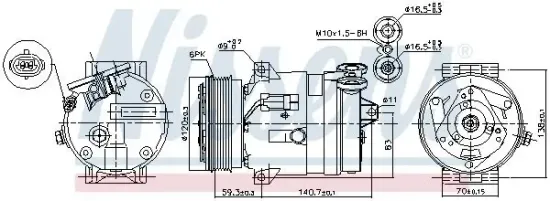 Kompressor, Klimaanlage 12 V NISSENS 89057 Bild Kompressor, Klimaanlage 12 V NISSENS 89057