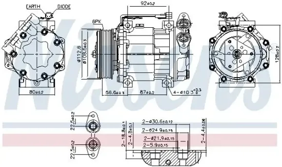 Kompressor, Klimaanlage 12 V 12 V NISSENS 891034 Bild Kompressor, Klimaanlage 12 V 12 V NISSENS 891034