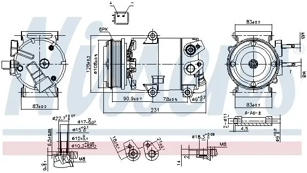 Kompressor, Klimaanlage 12 V NISSENS 890588