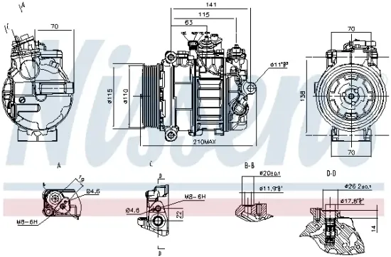 Kompressor, Klimaanlage 12 V NISSENS 890590 Bild Kompressor, Klimaanlage 12 V NISSENS 890590