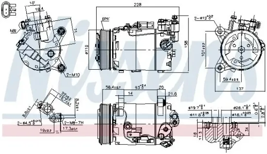 Kompressor, Klimaanlage 12 V NISSENS 890601 Bild Kompressor, Klimaanlage 12 V NISSENS 890601