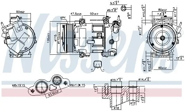 Kompressor, Klimaanlage 12 V NISSENS 890606
