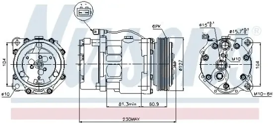 Kompressor, Klimaanlage 12 V NISSENS 89061 Bild Kompressor, Klimaanlage 12 V NISSENS 89061