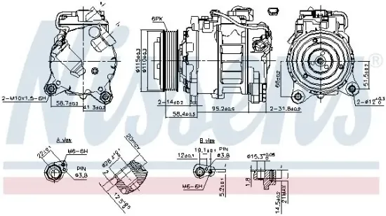 Kompressor, Klimaanlage 12 V NISSENS 890622 Bild Kompressor, Klimaanlage 12 V NISSENS 890622