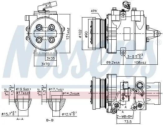 Kompressor, Klimaanlage 12 V NISSENS 890624 Bild Kompressor, Klimaanlage 12 V NISSENS 890624