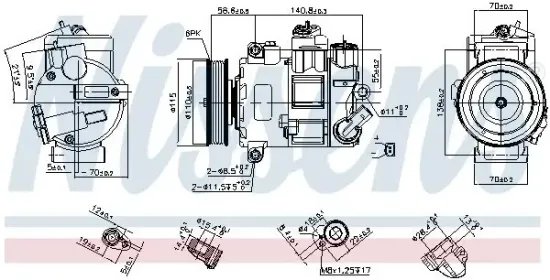 Kompressor, Klimaanlage 12 V NISSENS 890632 Bild Kompressor, Klimaanlage 12 V NISSENS 890632