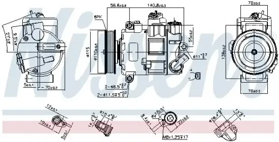 Kompressor, Klimaanlage 12 V NISSENS 890633 Bild Kompressor, Klimaanlage 12 V NISSENS 890633