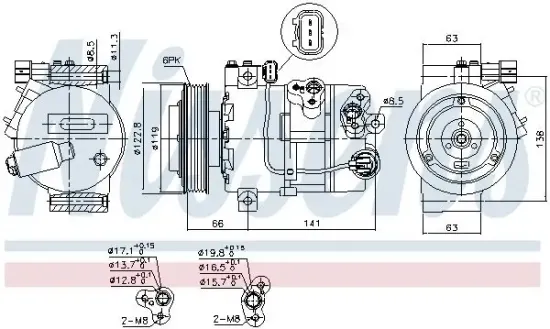 Kompressor, Klimaanlage 12 V NISSENS 890643 Bild Kompressor, Klimaanlage 12 V NISSENS 890643