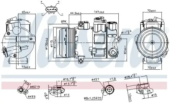Kompressor, Klimaanlage 12 V 12 V NISSENS 89136 Bild Kompressor, Klimaanlage 12 V 12 V NISSENS 89136