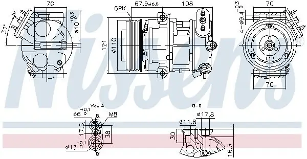 Kompressor, Klimaanlage 12 V NISSENS 890663