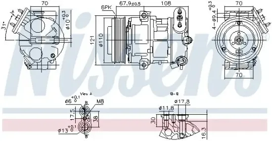 Kompressor, Klimaanlage 12 V NISSENS 890663 Bild Kompressor, Klimaanlage 12 V NISSENS 890663