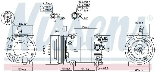 Kompressor, Klimaanlage 12 V NISSENS 890682 Bild Kompressor, Klimaanlage 12 V NISSENS 890682
