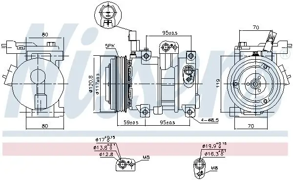 Kompressor, Klimaanlage 12 V NISSENS 890683