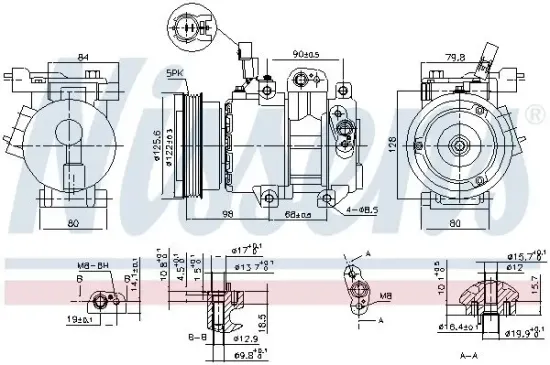 Kompressor, Klimaanlage 12 V NISSENS 890684 Bild Kompressor, Klimaanlage 12 V NISSENS 890684