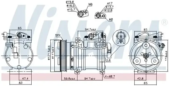 Kompressor, Klimaanlage 12 V NISSENS 890688 Bild Kompressor, Klimaanlage 12 V NISSENS 890688