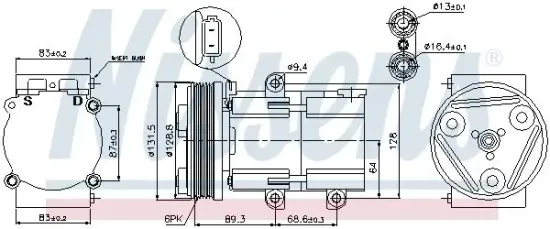 Kompressor, Klimaanlage 12 V NISSENS 89068 Bild Kompressor, Klimaanlage 12 V NISSENS 89068
