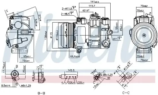 Kompressor, Klimaanlage 12 V NISSENS 890696 Bild Kompressor, Klimaanlage 12 V NISSENS 890696