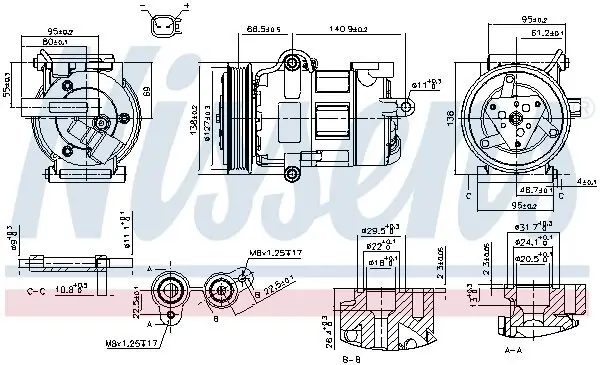 Kompressor, Klimaanlage 12 V NISSENS 890698