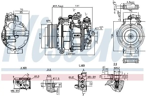 Kompressor, Klimaanlage 12 V NISSENS 890749