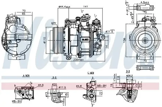 Kompressor, Klimaanlage 12 V NISSENS 890749 Bild Kompressor, Klimaanlage 12 V NISSENS 890749