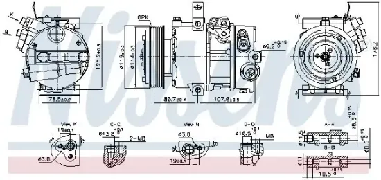 Kompressor, Klimaanlage 12 V NISSENS 890751 Bild Kompressor, Klimaanlage 12 V NISSENS 890751