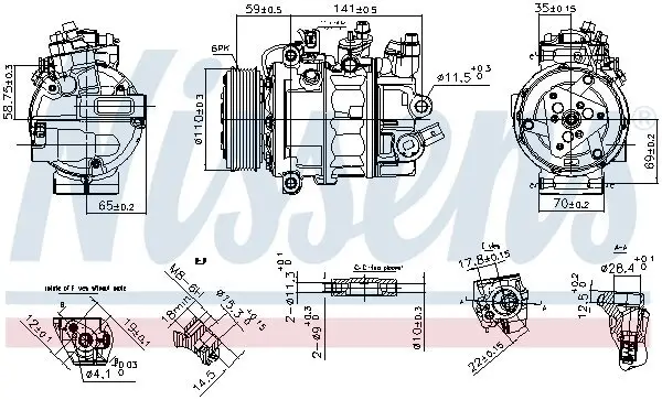 Kompressor, Klimaanlage 12 V NISSENS 890755
