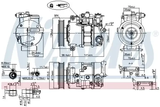 Kompressor, Klimaanlage 12 V NISSENS 890764 Bild Kompressor, Klimaanlage 12 V NISSENS 890764