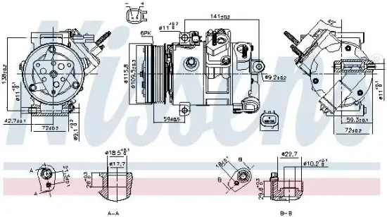 Kompressor, Klimaanlage 12 V NISSENS 890772 Bild Kompressor, Klimaanlage 12 V NISSENS 890772