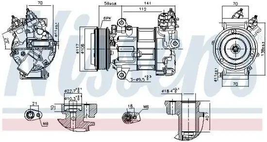 Kompressor, Klimaanlage 12 V NISSENS 890790 Bild Kompressor, Klimaanlage 12 V NISSENS 890790