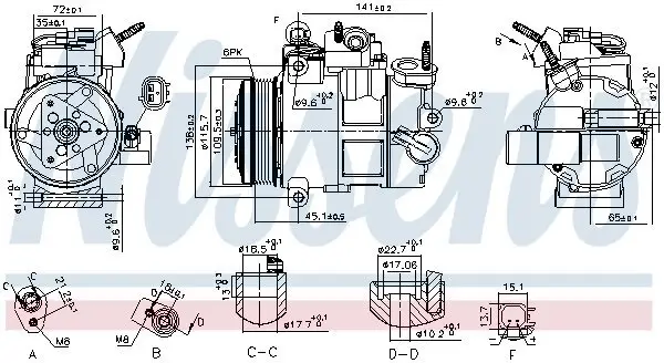 Kompressor, Klimaanlage 12 V NISSENS 890800