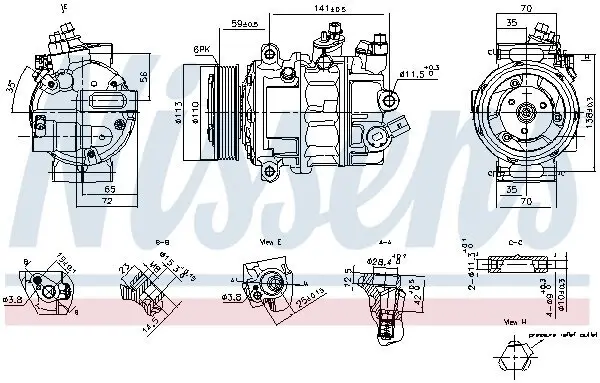 Kompressor, Klimaanlage 12 V NISSENS 890893